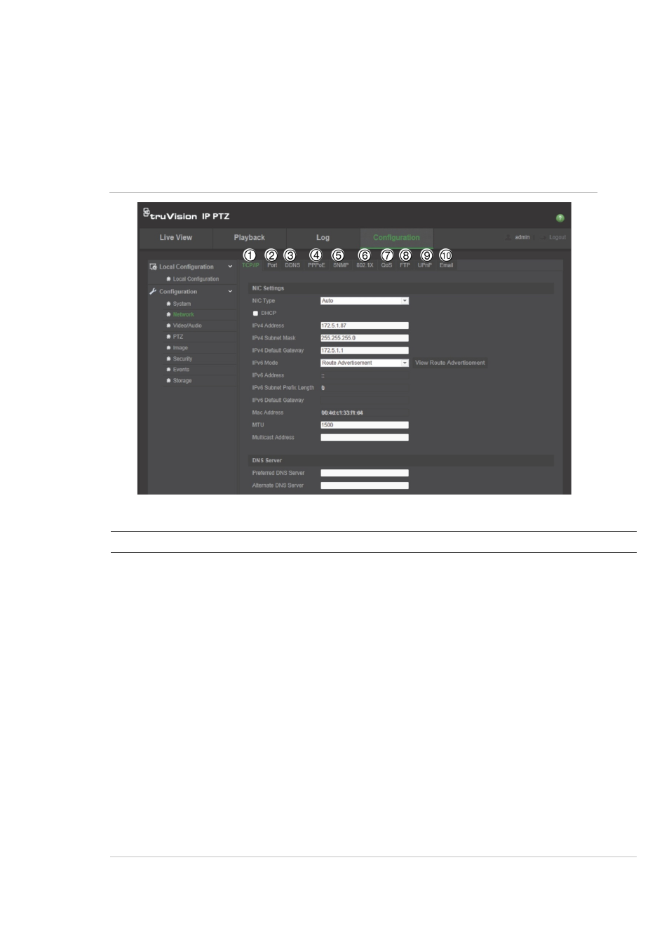 Network settings | Interlogix TruVision IP Megapixel PTZ Configuration Manual User Manual | Page 17 / 68