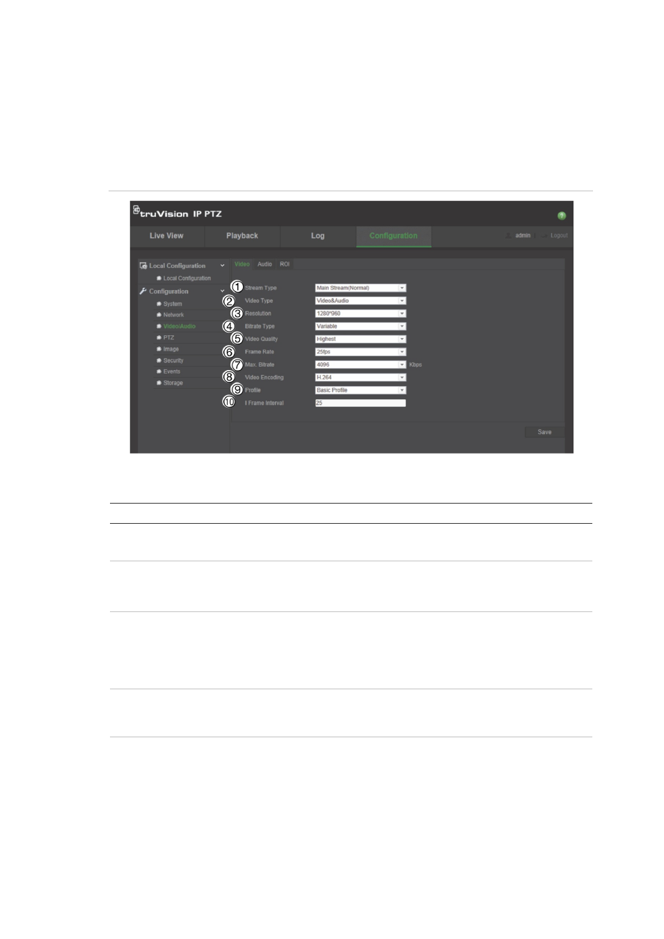 Recording parameters | Interlogix TruVision IP Megapixel PTZ Configuration Manual User Manual | Page 21 / 68