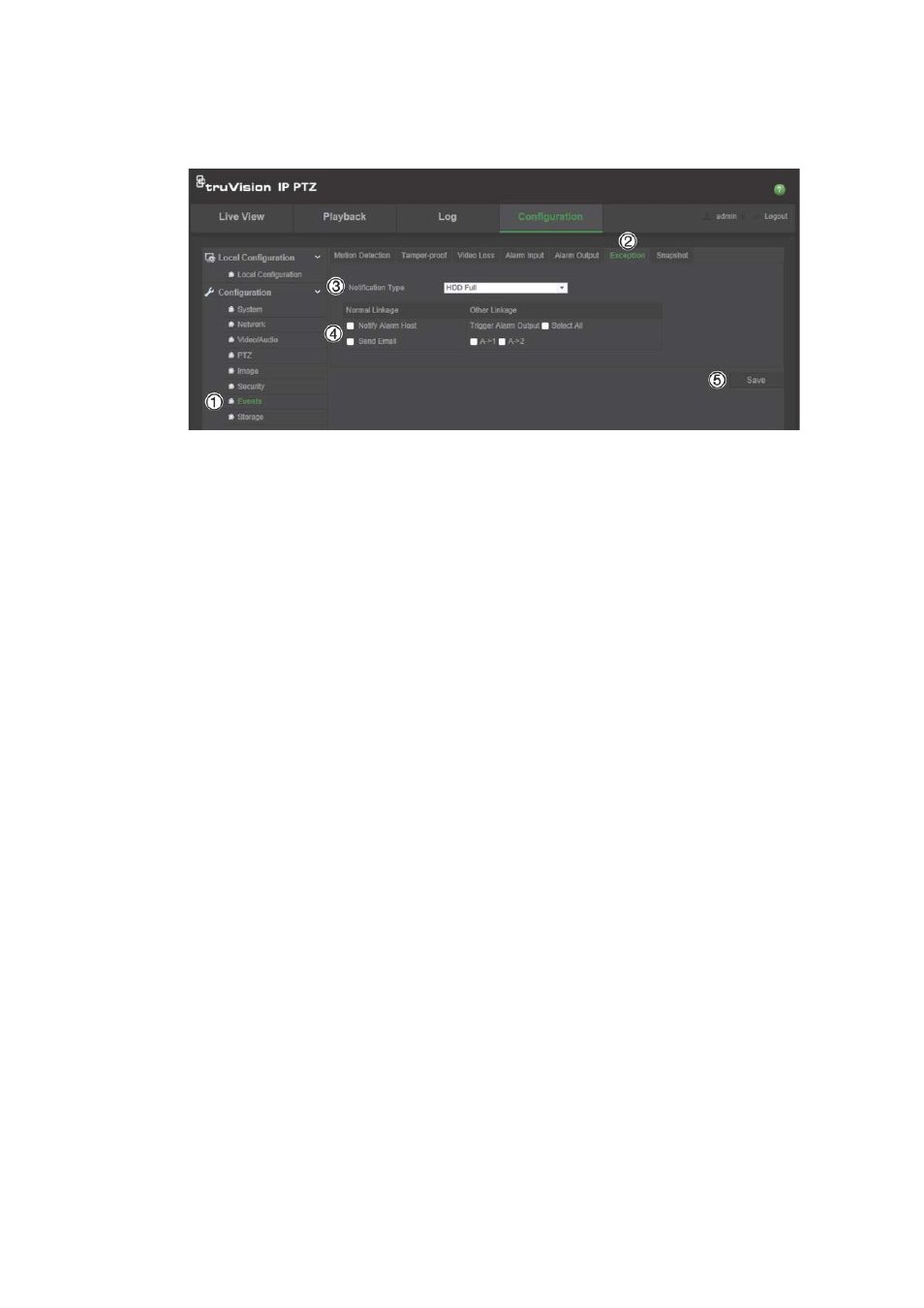 Alarm inputs and outputs | Interlogix TruVision IP Megapixel PTZ Configuration Manual User Manual | Page 39 / 68