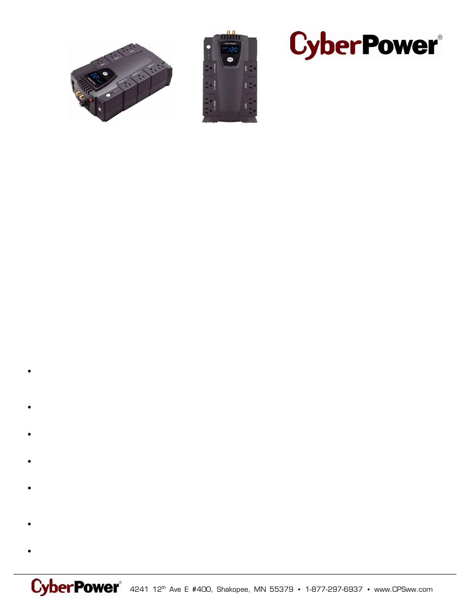 CyberPower Systems CP825AVRLCD User Manual | 2 pages