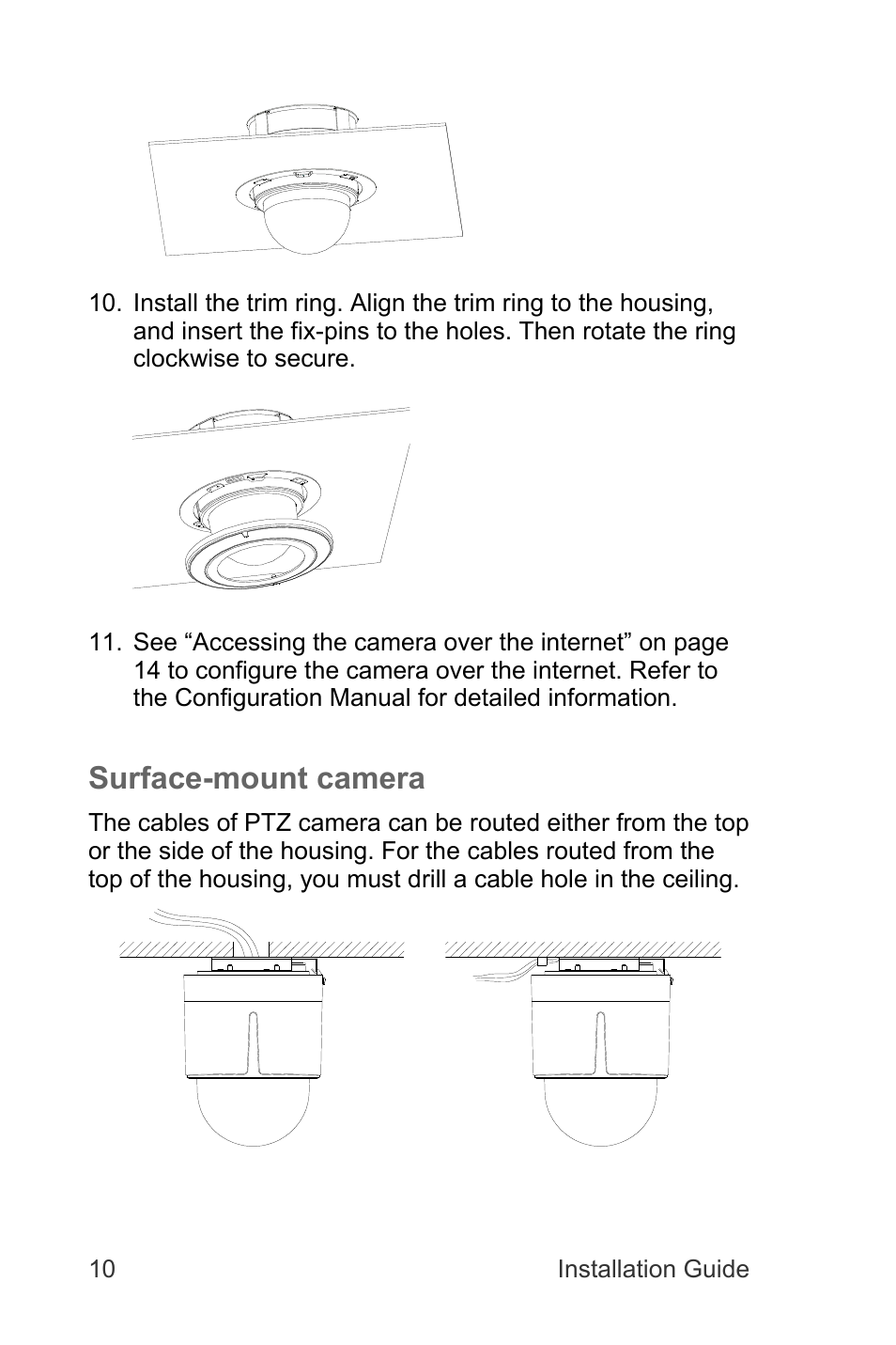 Surface-mount camera | Interlogix TruVision IP Megapixel PTZ Installation Manual User Manual | Page 10 / 20