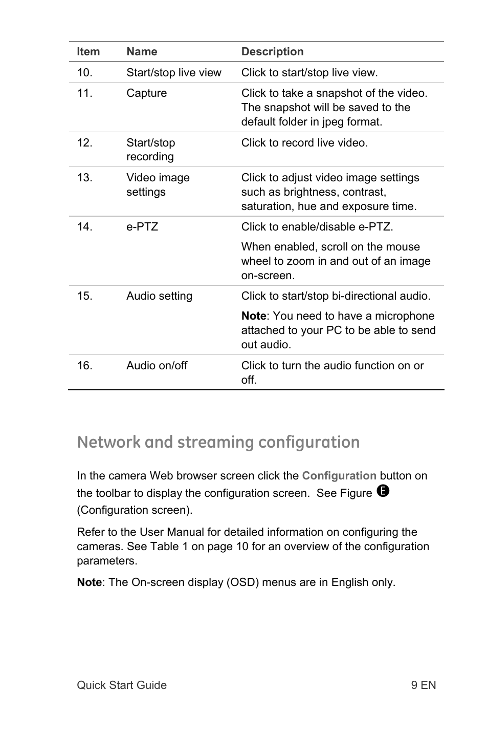 Network and streaming configuration | Interlogix TruVision IP Open Standards Box Quick Start User Manual | Page 11 / 16