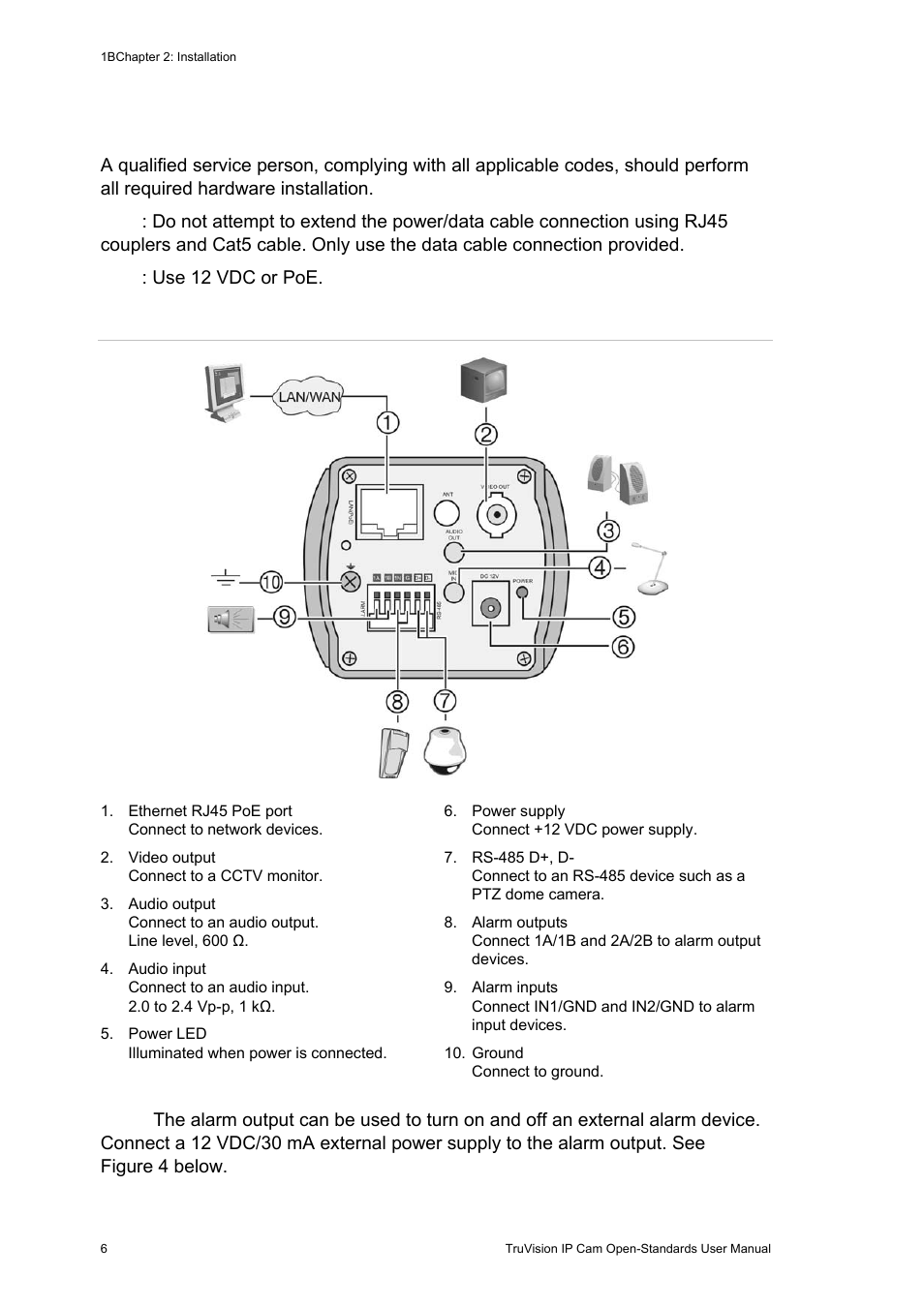 Connections, Connections 6 | Interlogix TruVision IP Open Standards Box User Manual User Manual | Page 10 / 64