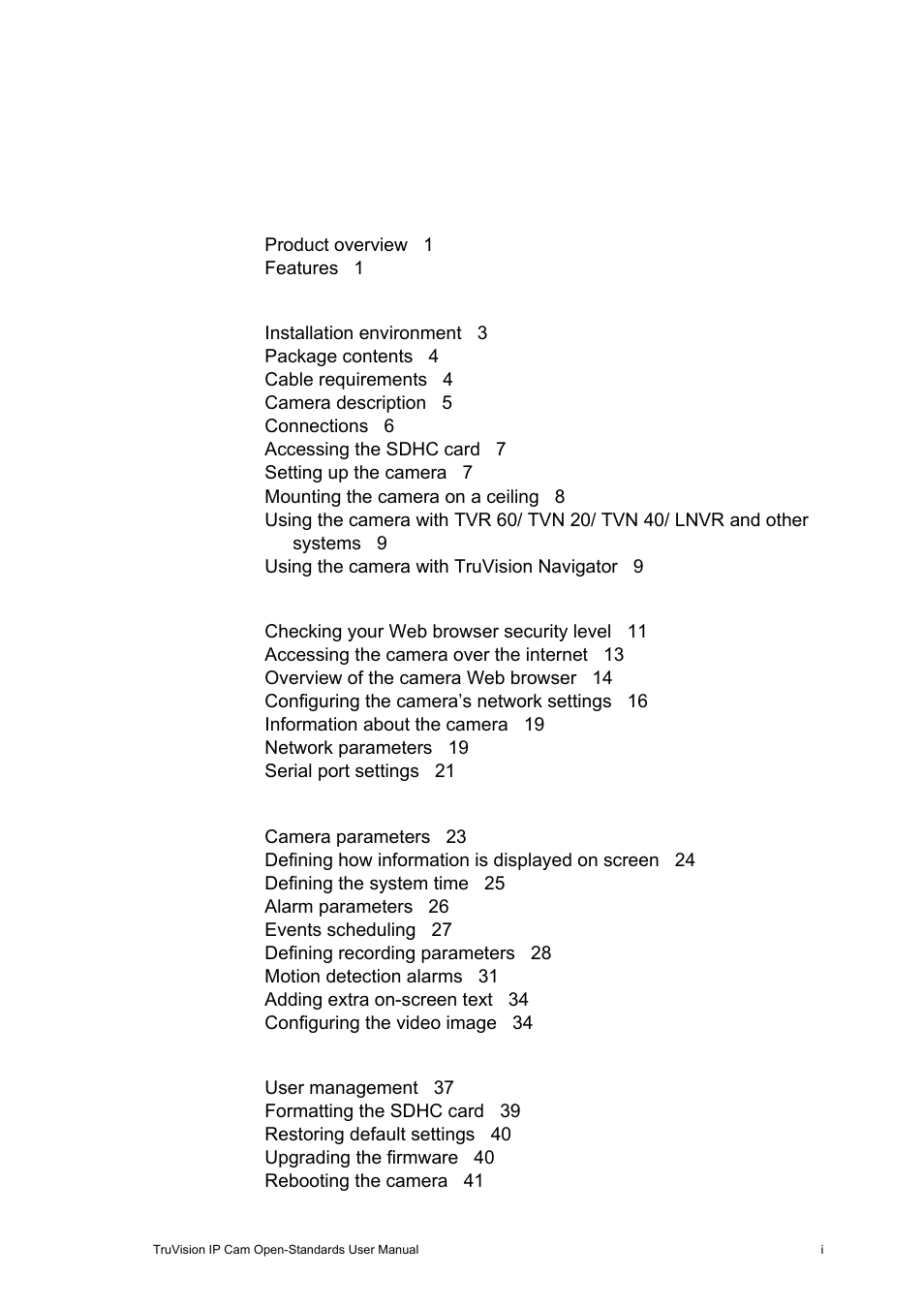 Content | Interlogix TruVision IP Open Standards Box User Manual User Manual | Page 3 / 64