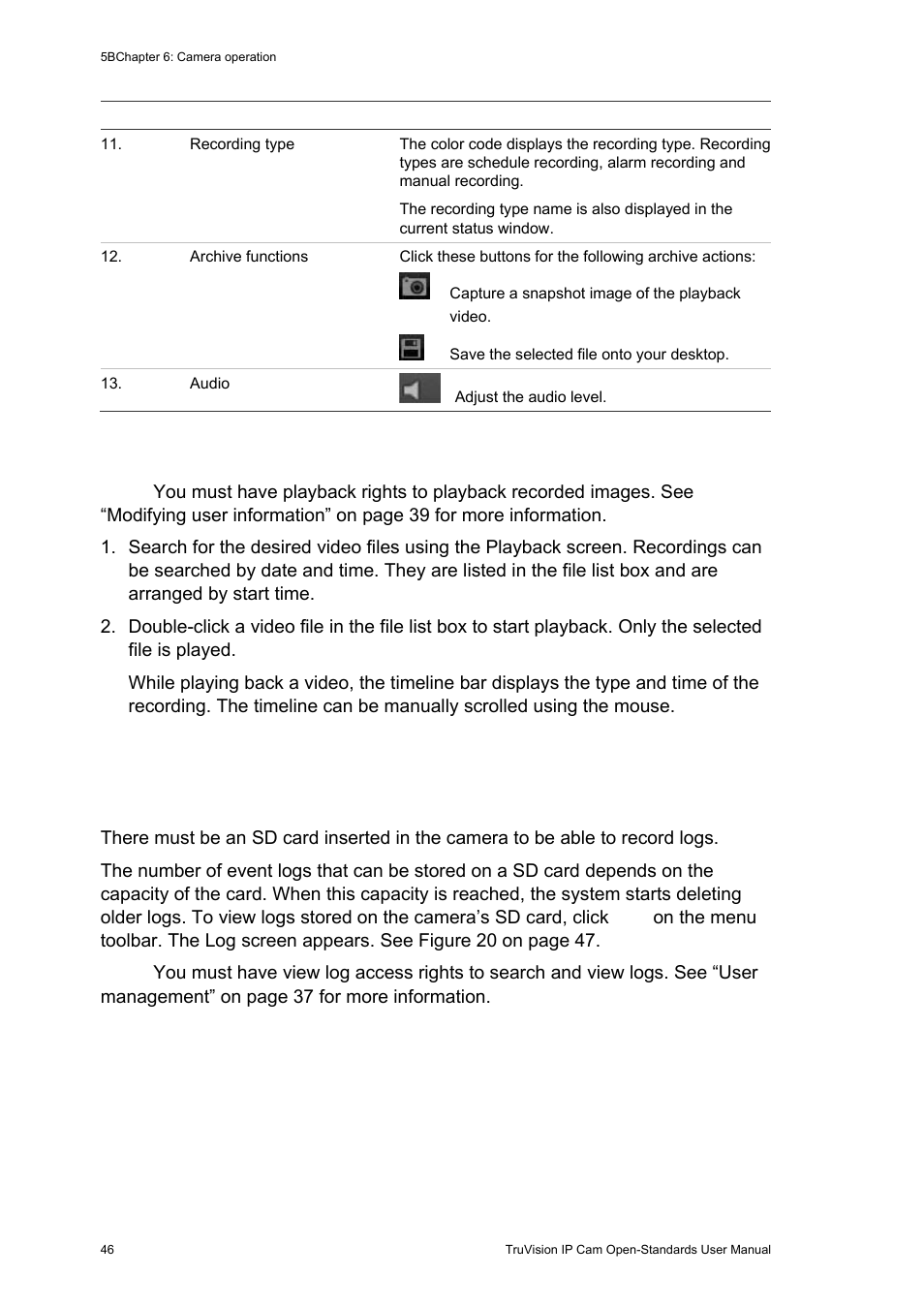 Searching event logs, Searching event logs 46 | Interlogix TruVision IP Open Standards Box User Manual User Manual | Page 50 / 64