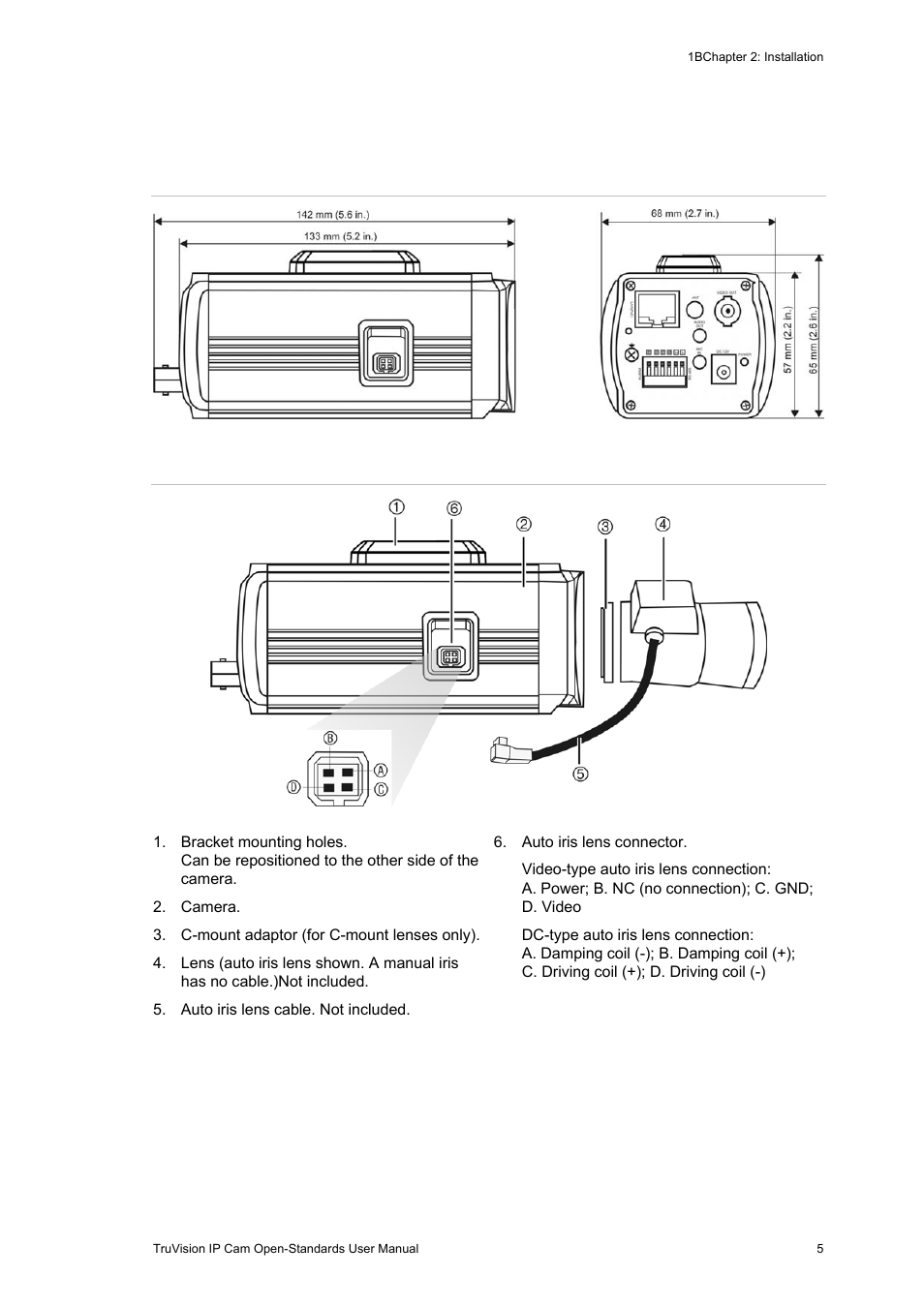 Camera description, Camera description 5 | Interlogix TruVision IP Open Standards Box User Manual User Manual | Page 9 / 64
