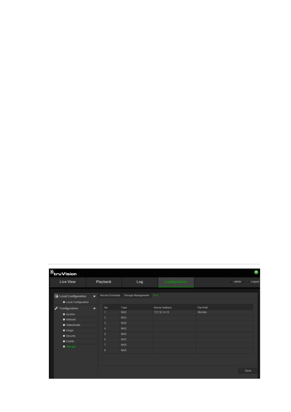 Nas settings | Interlogix TruVision IP Camera Configuration Manual User Manual | Page 33 / 54
