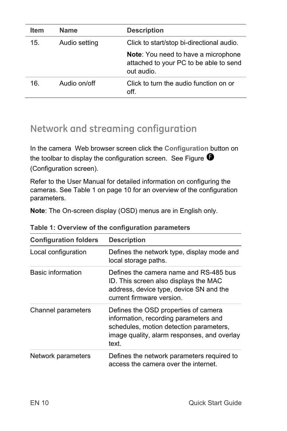 Network and streaming configuration | Interlogix TruVision IP Open Standards Dome Cameras Quick Start User Manual | Page 12 / 16