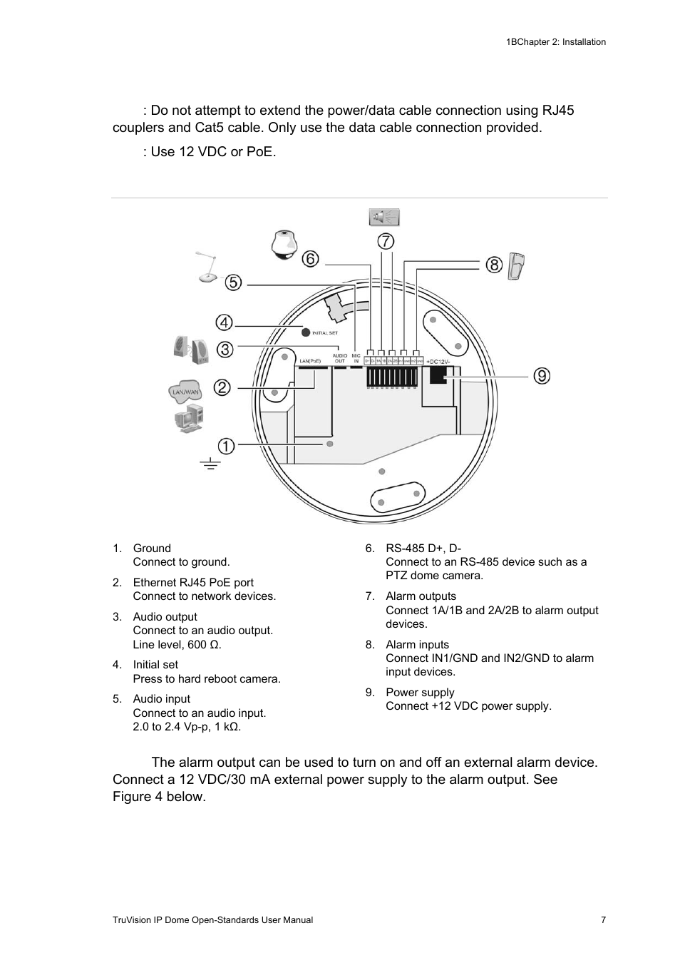 Dome and ir dome camera connections | Interlogix TruVision IP Open Standards Dome Cameras User Manual User Manual | Page 11 / 68