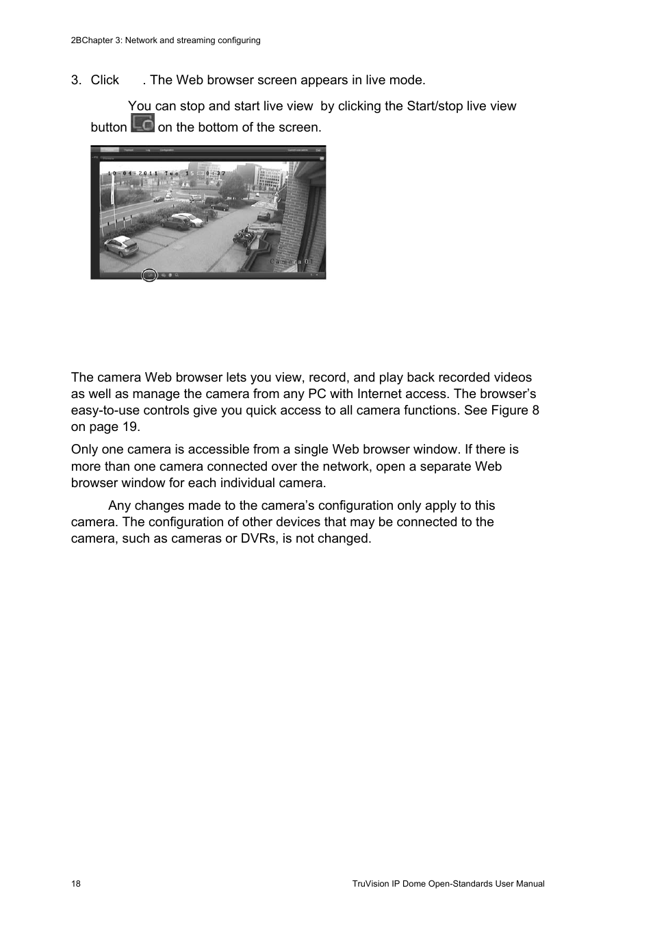 Overview of the camera web browser, Overview of the camera web browser 18 | Interlogix TruVision IP Open Standards Dome Cameras User Manual User Manual | Page 22 / 68