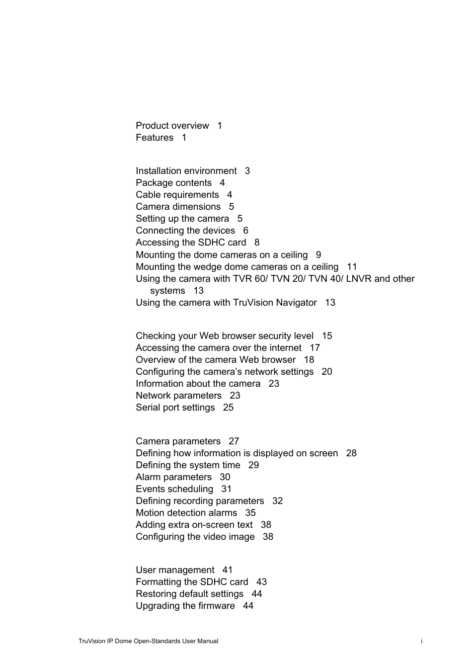 Content | Interlogix TruVision IP Open Standards Dome Cameras User Manual User Manual | Page 3 / 68
