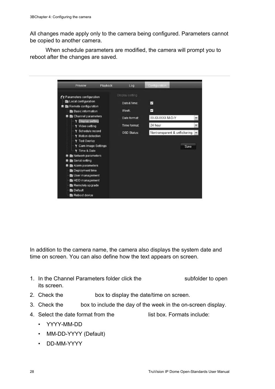 Defining how information is displayed on screen, Defining how information is displayed on screen 28 | Interlogix TruVision IP Open Standards Dome Cameras User Manual User Manual | Page 32 / 68