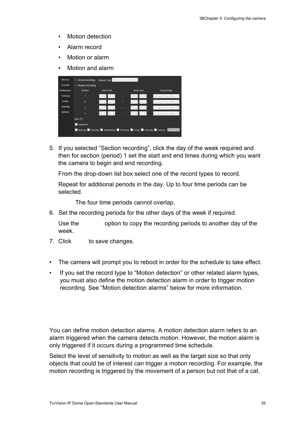 Motion detection alarms, Motion detection alarms 35 | Interlogix TruVision IP Open Standards Dome Cameras User Manual User Manual | Page 39 / 68