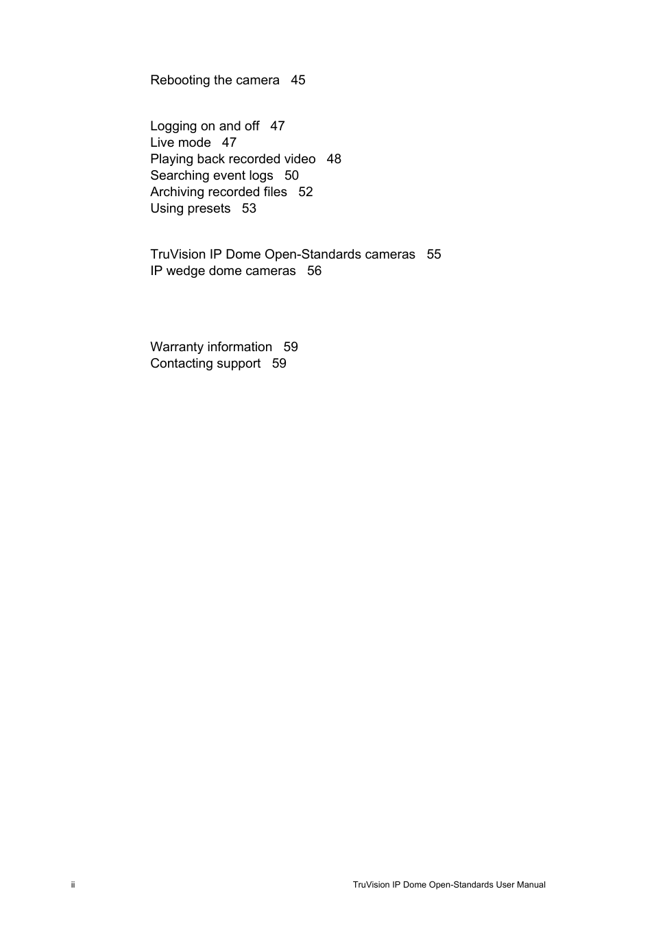 Interlogix TruVision IP Open Standards Dome Cameras User Manual User Manual | Page 4 / 68