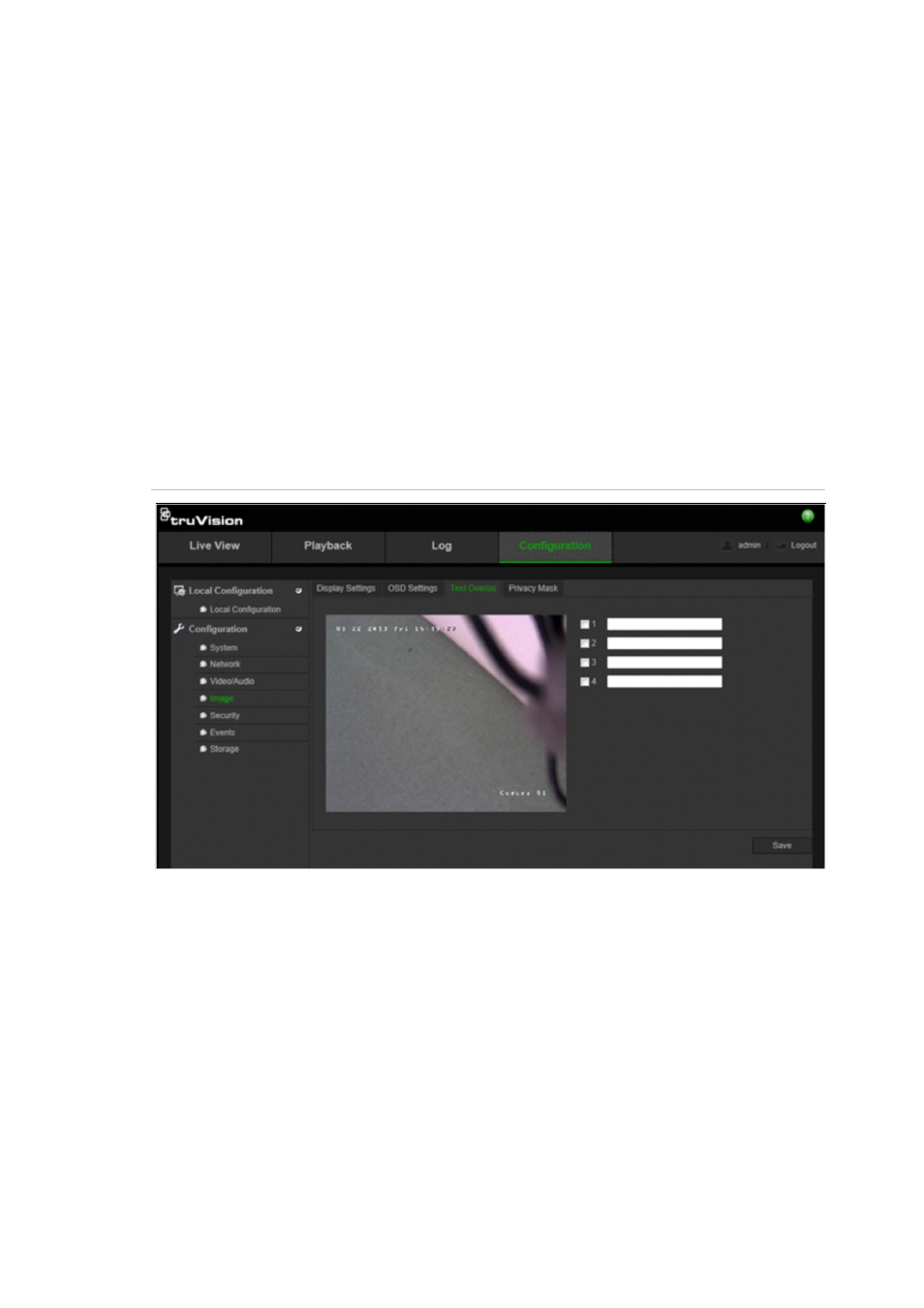 Adding extra overlay text | Interlogix TruVision IP Open Standards Outdoor Cameras Configuration Manual User Manual | Page 23 / 47