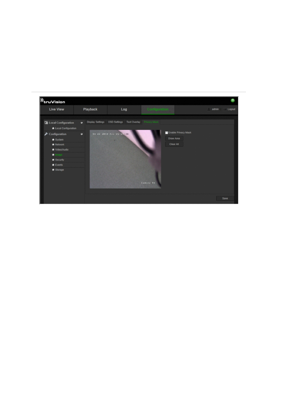 Configuring privacy mask, Motion detection alarms | Interlogix TruVision IP Open Standards Outdoor Cameras Configuration Manual User Manual | Page 24 / 47
