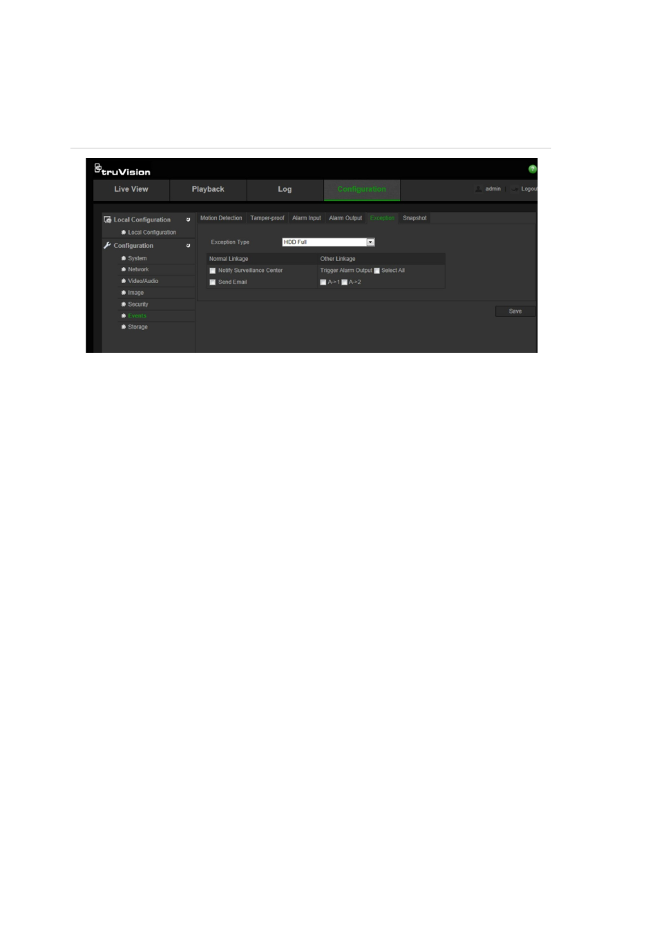 Configuring alarm input and output | Interlogix TruVision IP Open Standards Outdoor Cameras Configuration Manual User Manual | Page 28 / 47