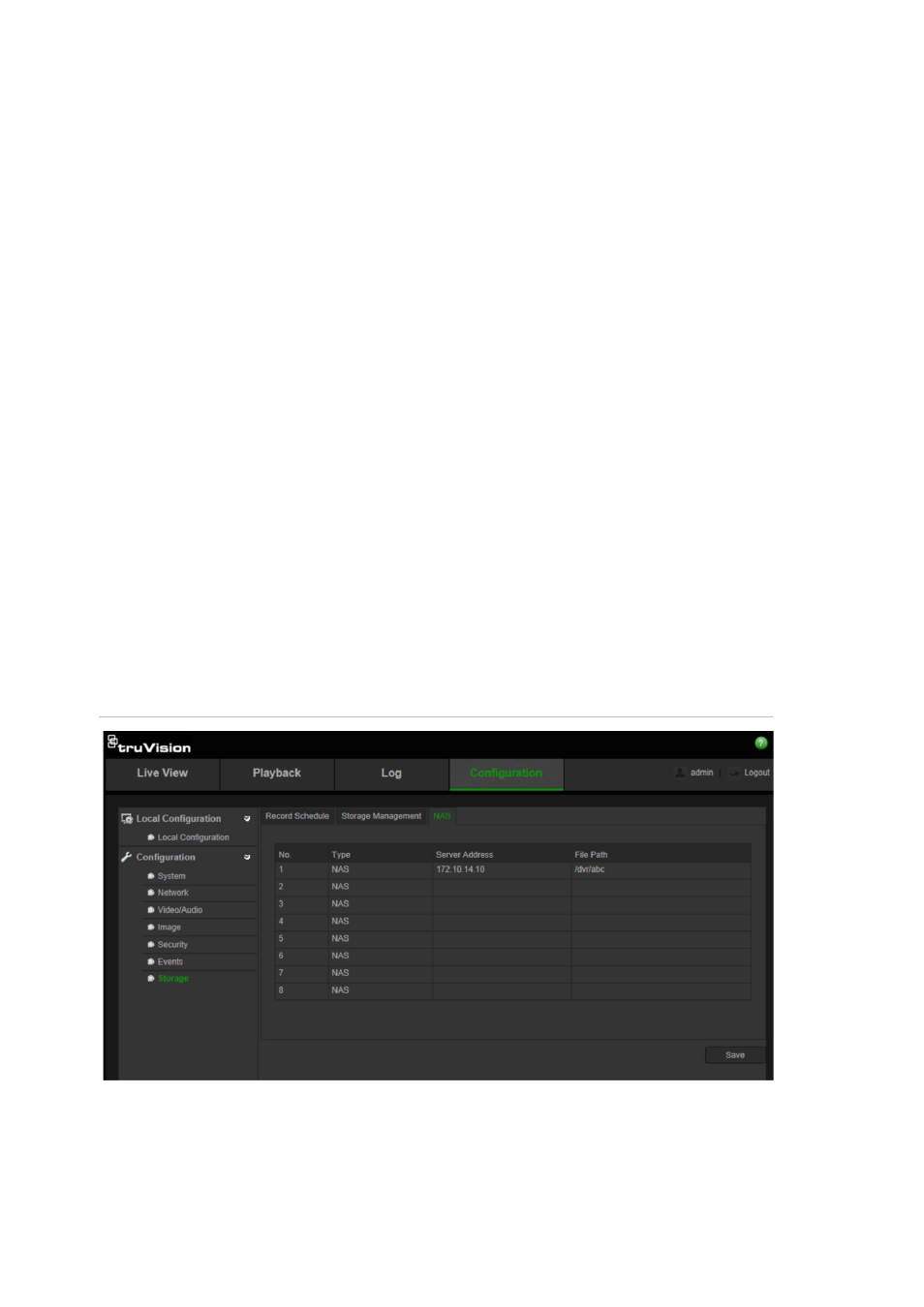 Configuring nas settings | Interlogix TruVision IP Open Standards Outdoor Cameras Configuration Manual User Manual | Page 30 / 47