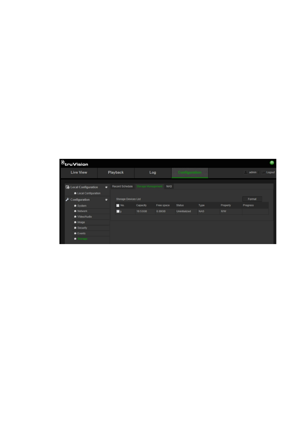 Formatting the storage devices, Defining a recording schedule | Interlogix TruVision IP Open Standards Outdoor Cameras Configuration Manual User Manual | Page 31 / 47