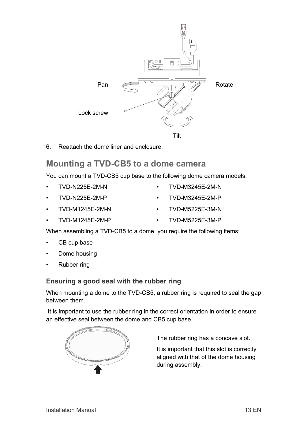Mounting a tvd-cb5 to a dome camera | Interlogix TruVision IP Open Standards Outdoor Cameras Installation Manual User Manual | Page 13 / 20