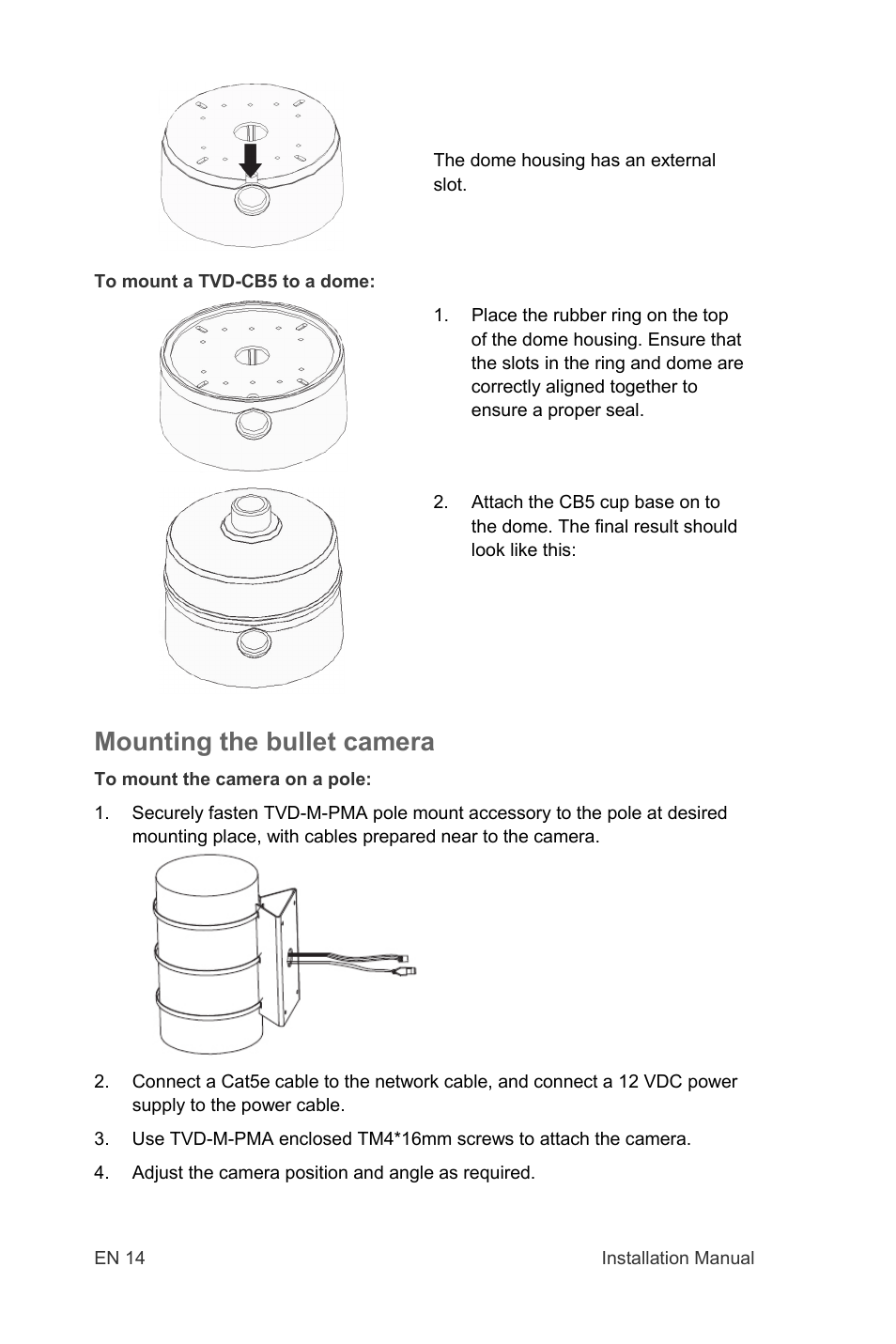 Mounting the bullet camera | Interlogix TruVision IP Open Standards Outdoor Cameras Installation Manual User Manual | Page 14 / 20