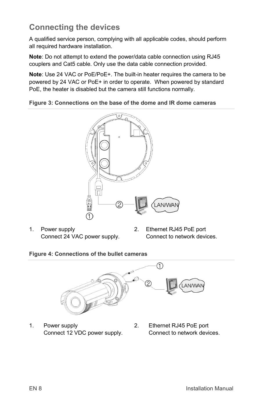 Connecting the devices | Interlogix TruVision IP Open Standards Outdoor Cameras Installation Manual User Manual | Page 8 / 20