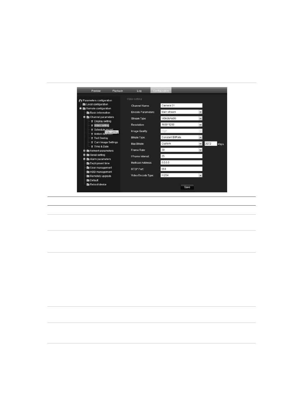 Defining recording parameters | Interlogix TruVision IP Open Standards Outdoor Cameras User Manual User Manual | Page 33 / 61