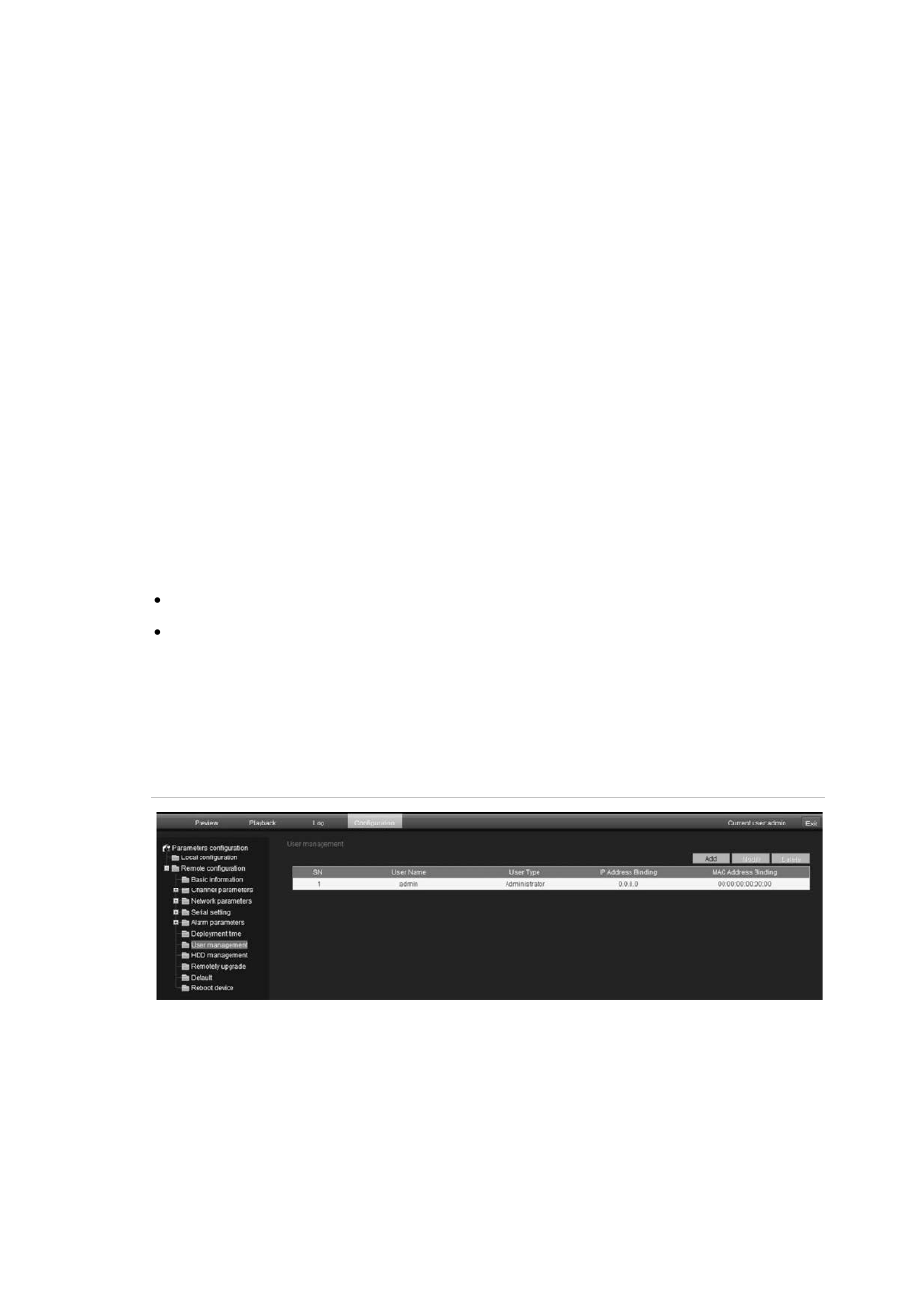 Chapter 5 camera management, User management | Interlogix TruVision IP Open Standards Outdoor Cameras User Manual User Manual | Page 41 / 61