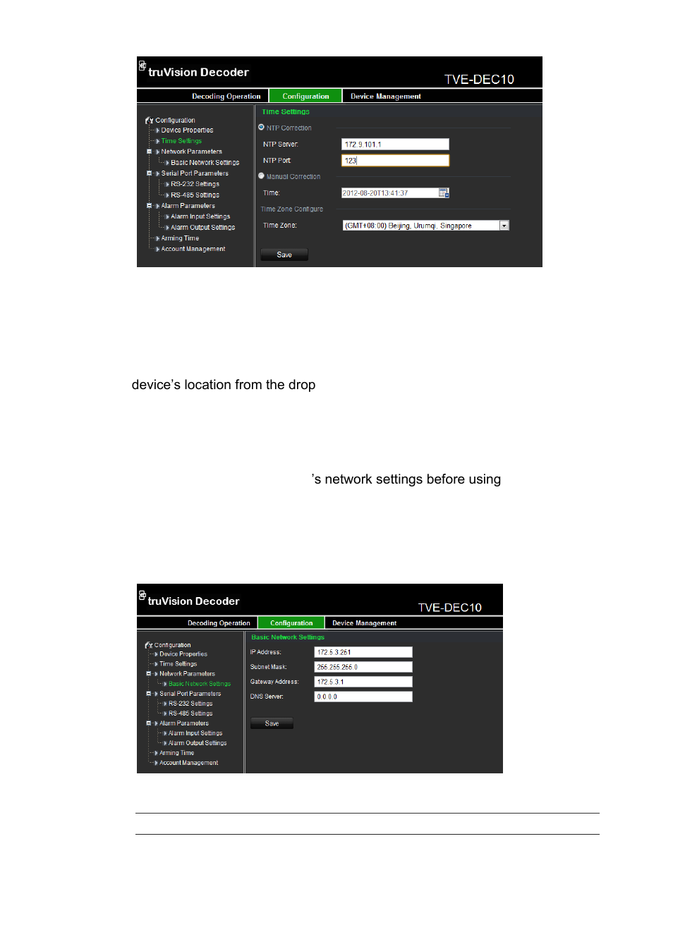 Basic network settings | Interlogix TVE-DEC10 User Manual | Page 25 / 32