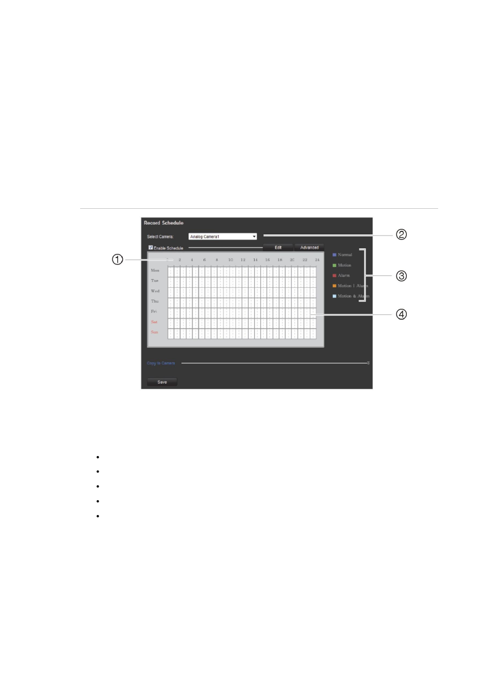 Scheduling record settings 33, Scheduling record settings | Interlogix TVE Series User Manual | Page 37 / 50