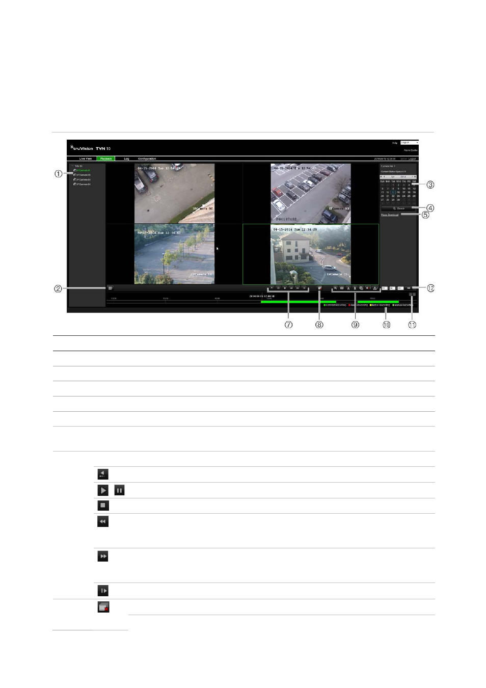 Searching and playing back recorded video | Interlogix TruVision NVR 10 User Manual User Manual | Page 133 / 160