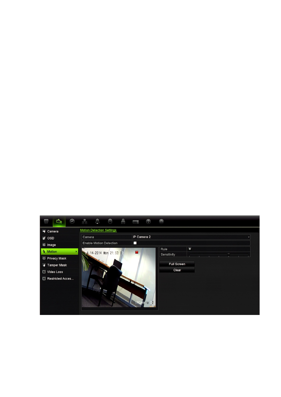 Setting up motion detection, Motion detection set up | Interlogix TruVision NVR 10 User Manual User Manual | Page 42 / 160