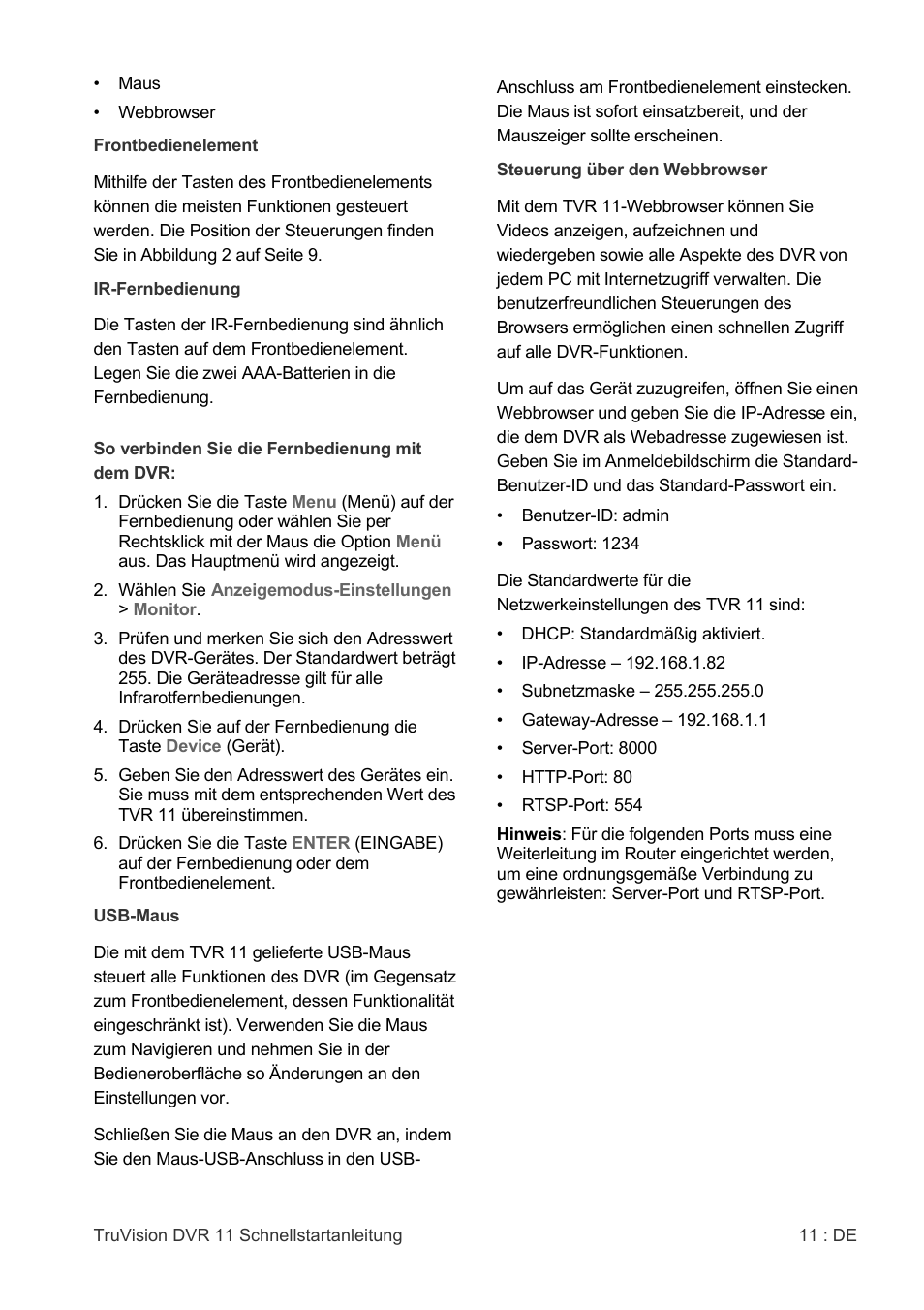 Interlogix DVR 11 Quick Start Guide User Manual | Page 11 / 68