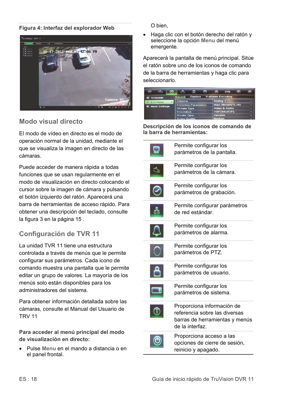 Modo visual directo, Configuración de tvr 11 | Interlogix DVR 11 Quick Start Guide User Manual | Page 18 / 68