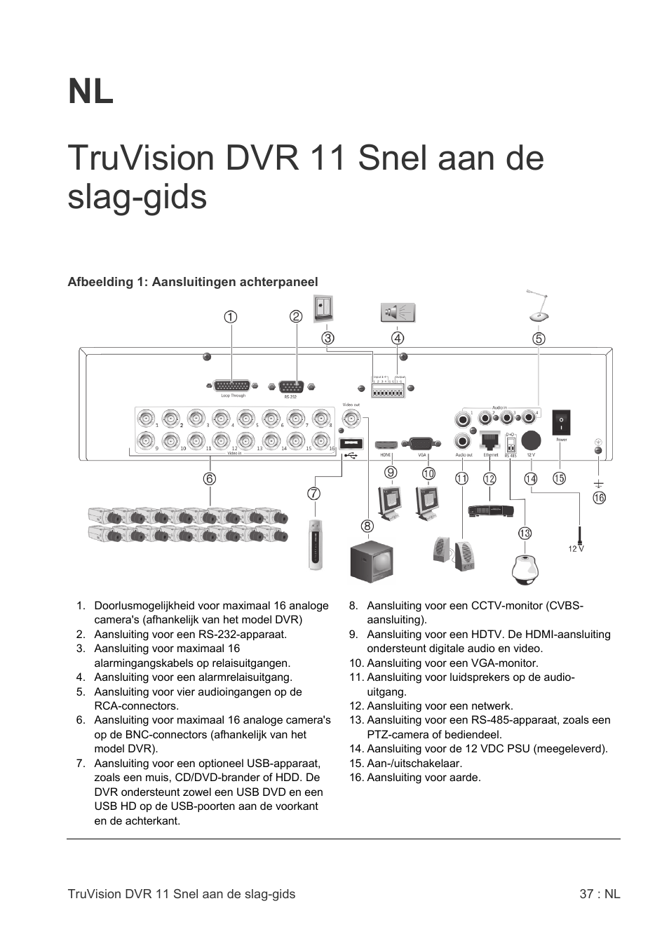 Nl truvision dvr 11 snel aan de slag-gids | Interlogix DVR 11 Quick Start Guide User Manual | Page 37 / 68