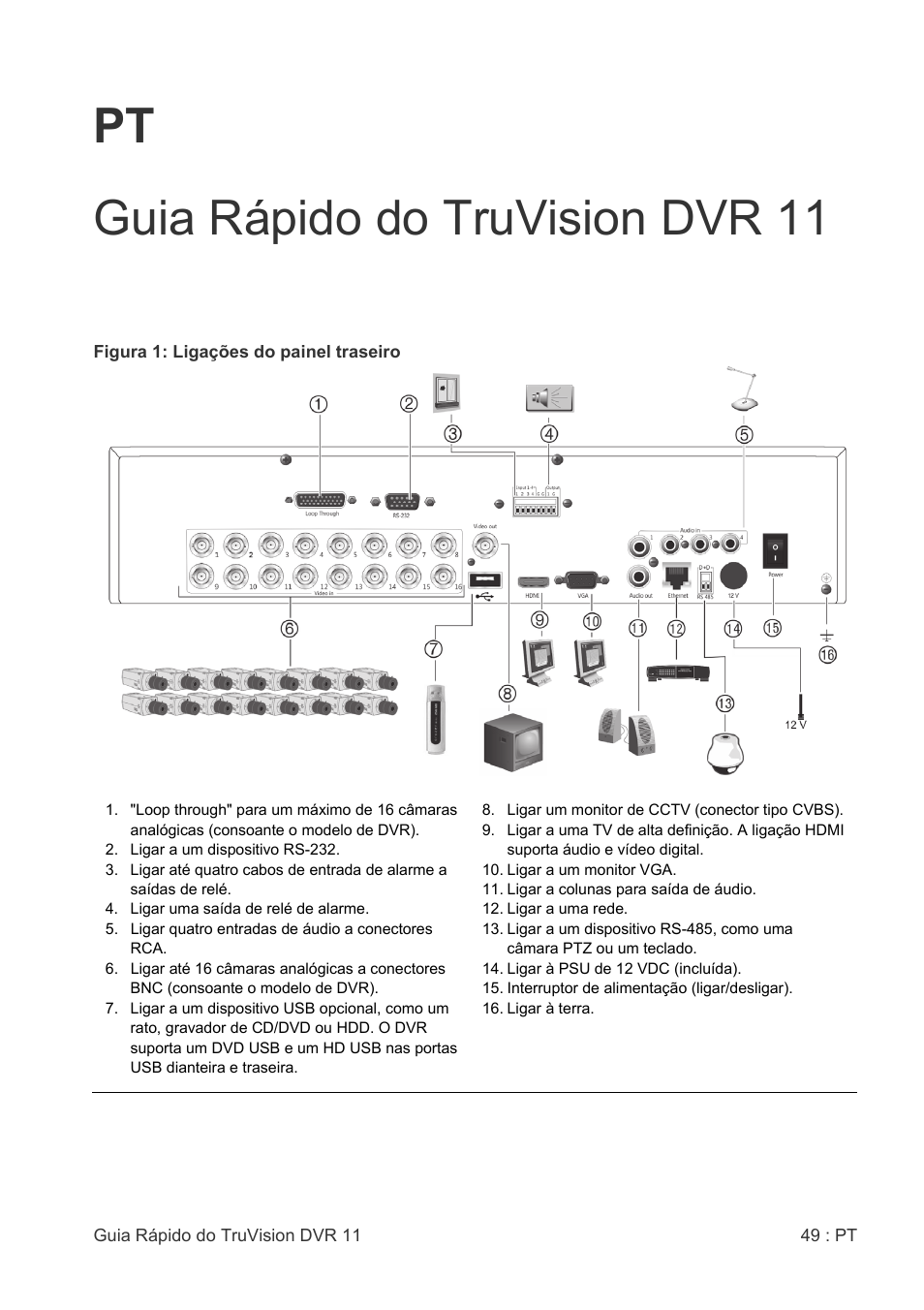 Pt guia rápido do truvision dvr 11 | Interlogix DVR 11 Quick Start Guide User Manual | Page 49 / 68