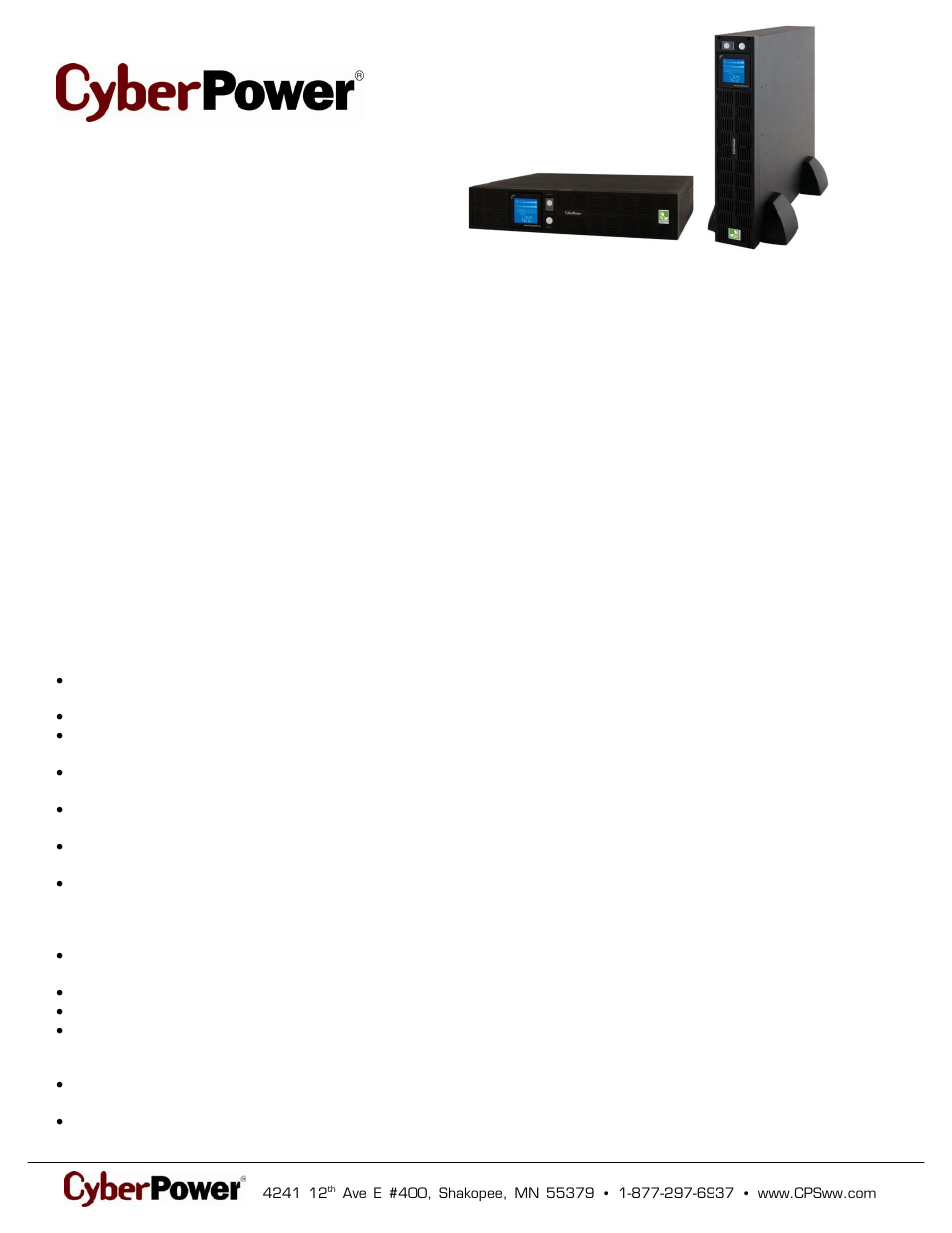 CyberPower Systems PR3000LCDRT2U User Manual | 2 pages