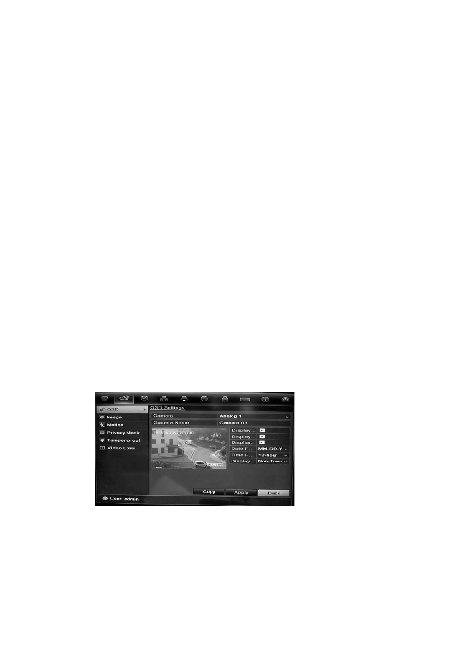 Chapter 14 camera settings, Configuring the osd settings | Interlogix DVR 11 User Manual User Manual | Page 109 / 156