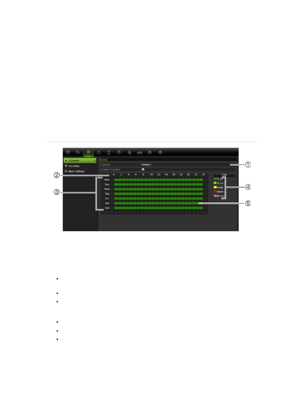 Defining a recording schedule | Interlogix DVR 11 User Manual User Manual | Page 25 / 156