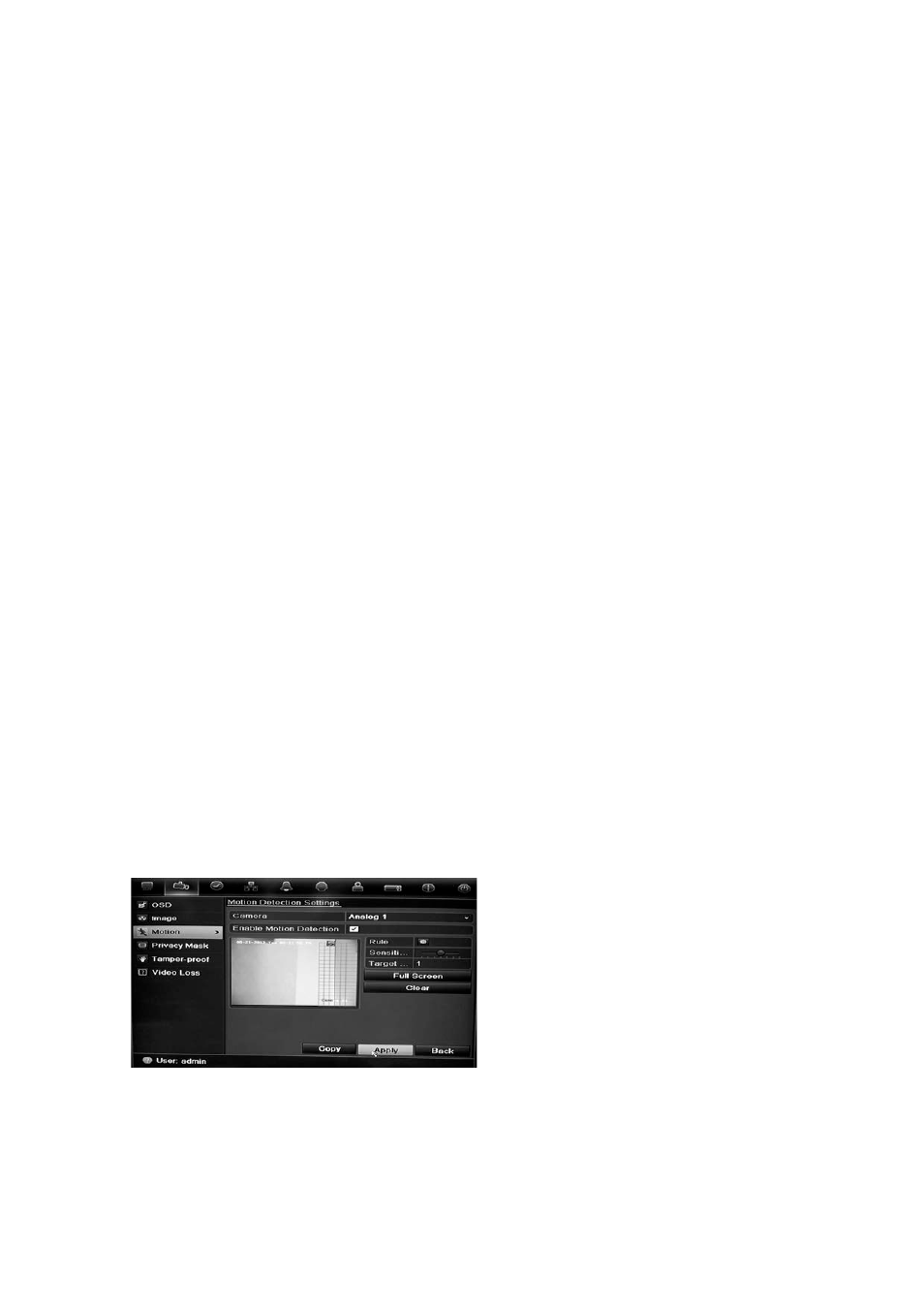 Setting up motion detection, Modifying the warning buzzer, Motion detection set up | Interlogix DVR 41 User Manual User Manual | Page 106 / 186