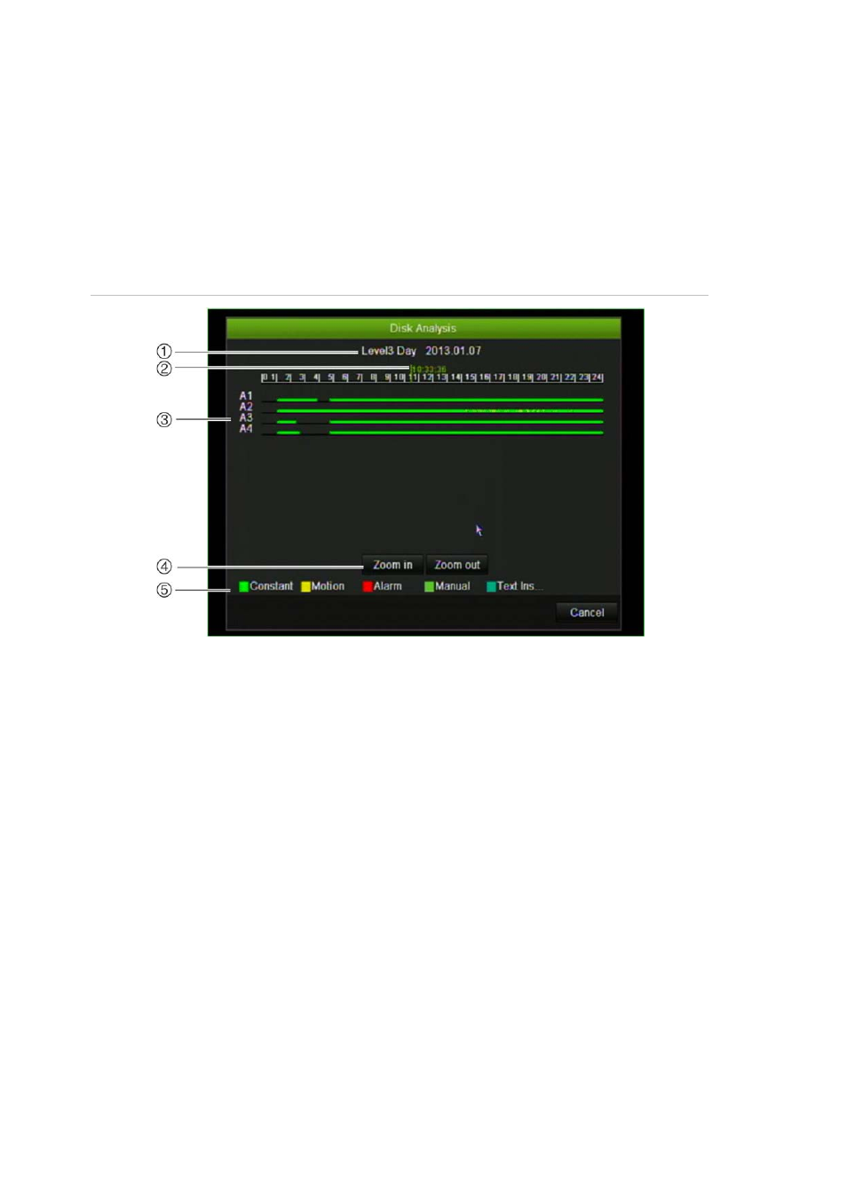 Searching video using disk analysis | Interlogix DVR 41 User Manual User Manual | Page 132 / 186