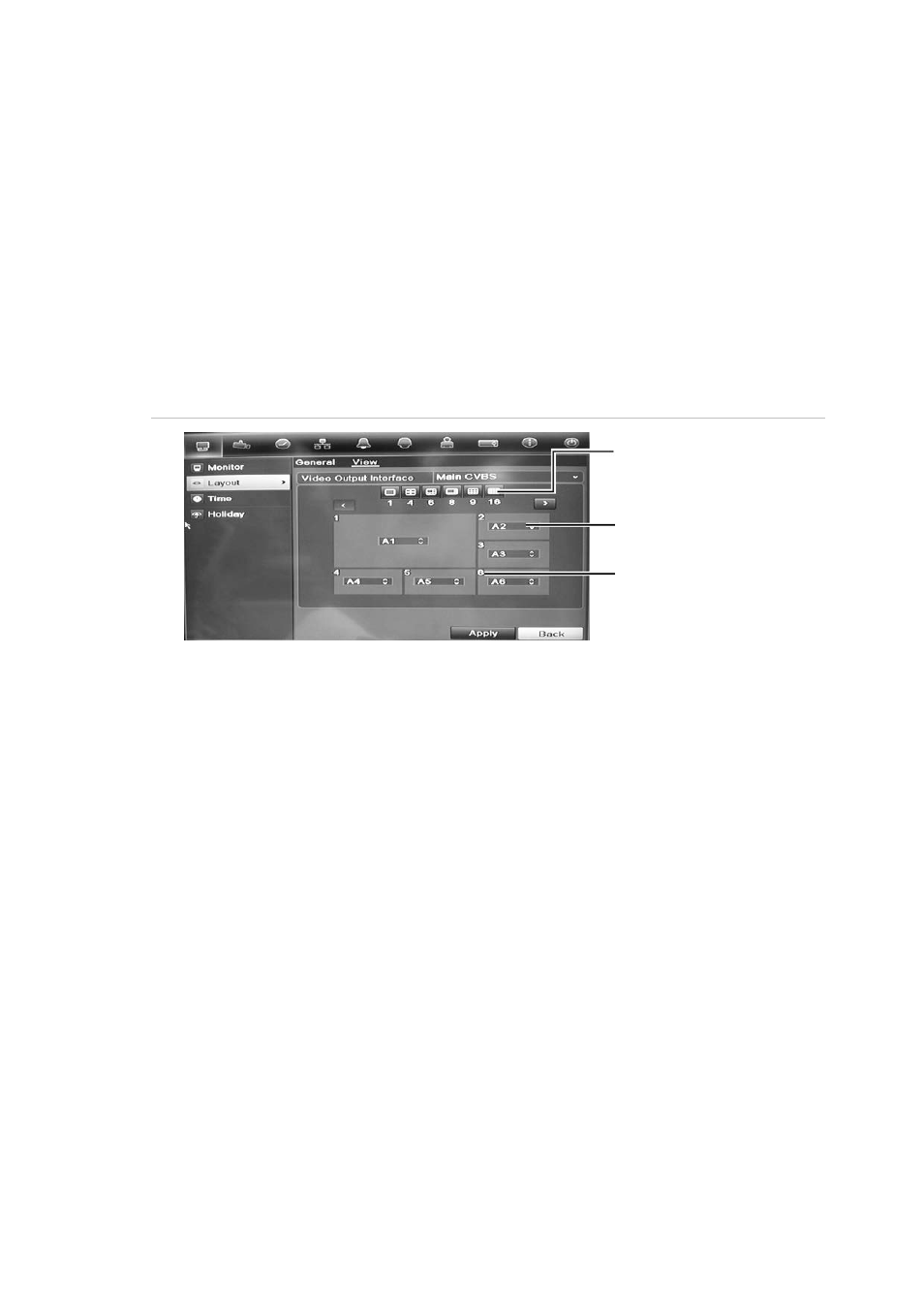Changing the camera sequence, Camera sequencing for alarms and events | Interlogix DVR 41 User Manual User Manual | Page 43 / 186