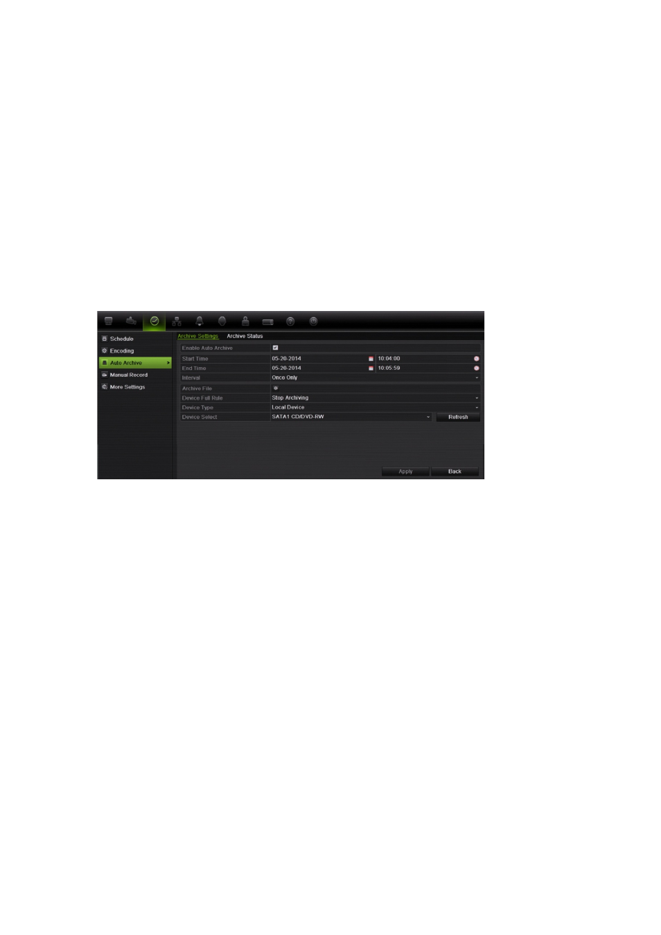 Auto archiving | Interlogix DVR 42 User Manual User Manual | Page 72 / 176