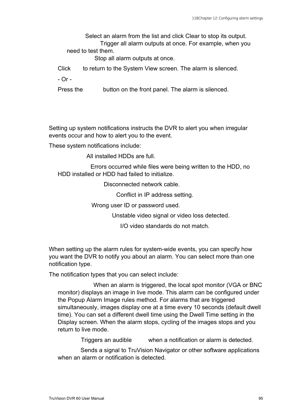 Setting up system notifications, Cations 95 | Interlogix DVR 60 User Manual User Manual | Page 101 / 164