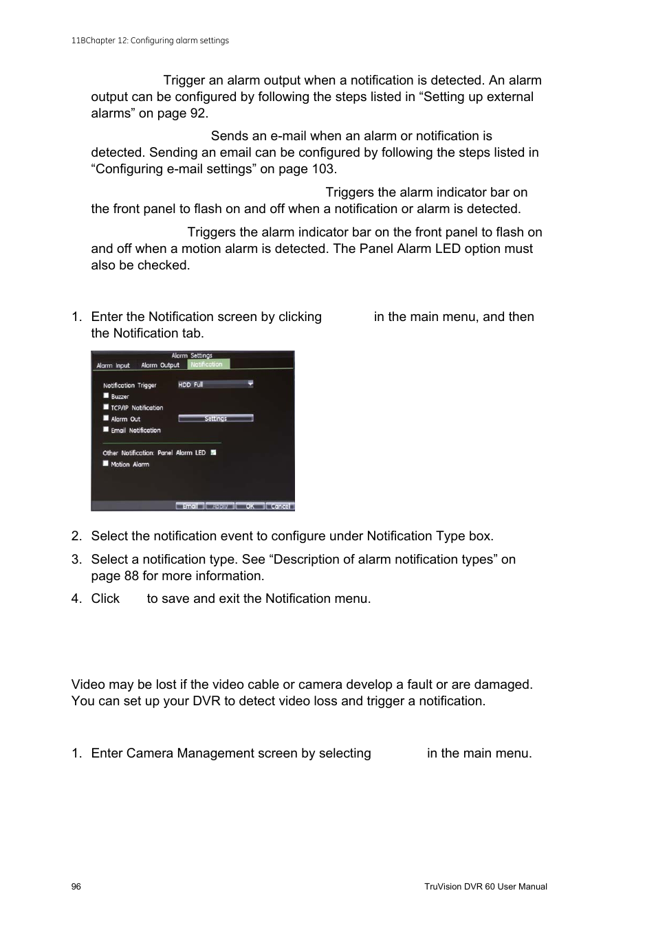 Detecting video loss | Interlogix DVR 60 User Manual User Manual | Page 102 / 164