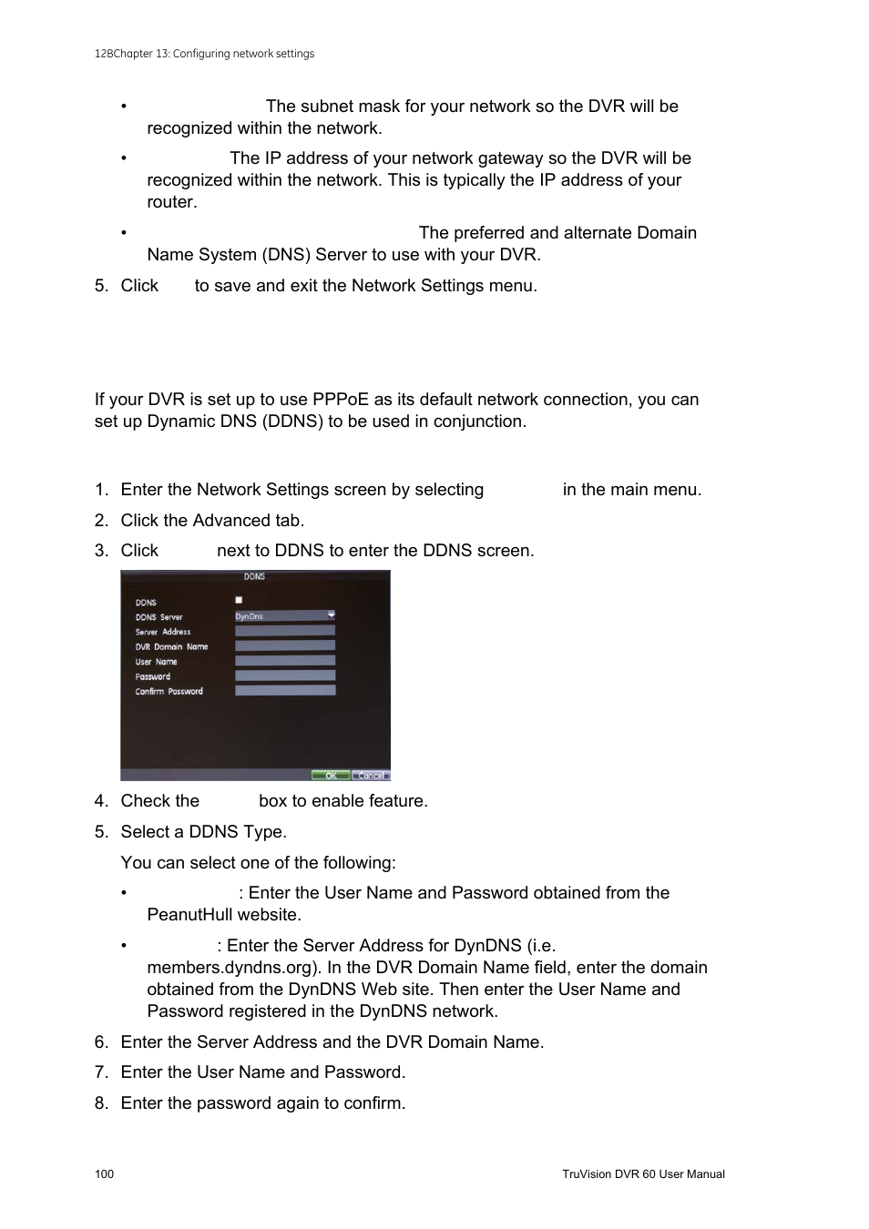 Configuring the ddns, Configuring the ddns 100 | Interlogix DVR 60 User Manual User Manual | Page 106 / 164