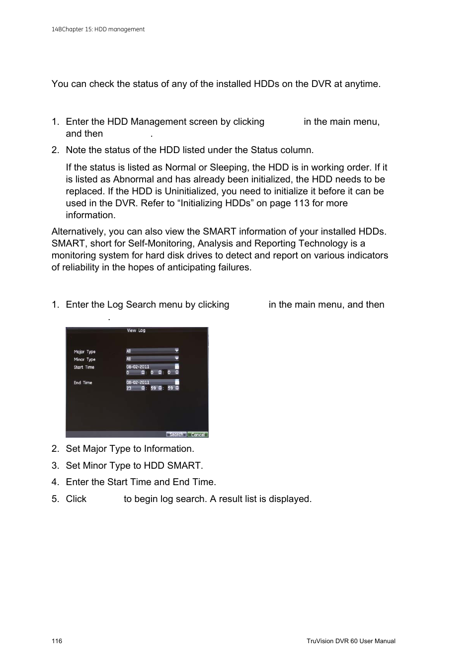 Checking hdd status | Interlogix DVR 60 User Manual User Manual | Page 122 / 164