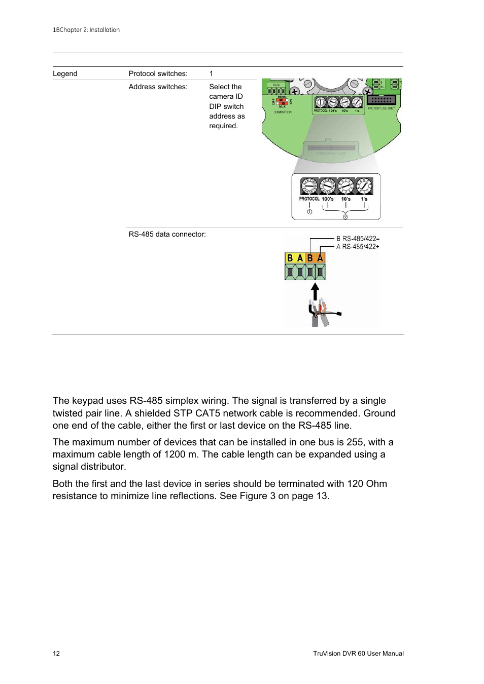 Wiring the keypad, Wiring the keypad 12 | Interlogix DVR 60 User Manual User Manual | Page 18 / 164