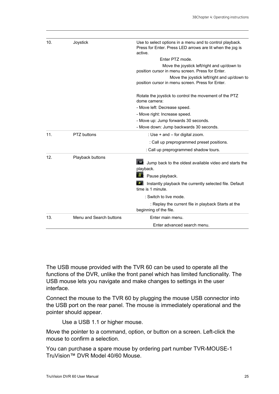 Using the mouse, Using the mouse 25 | Interlogix DVR 60 User Manual User Manual | Page 31 / 164