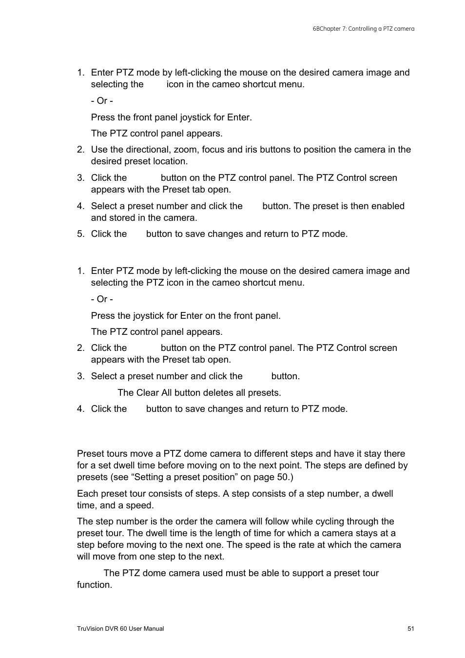 Setting a preset tour | Interlogix DVR 60 User Manual User Manual | Page 57 / 164